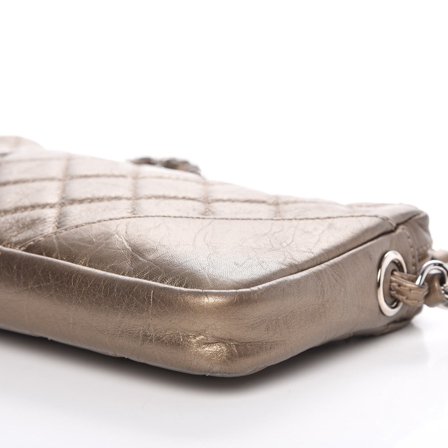 Metallic Aged Calfskin Quilted Cotton Club Pochette Bronze