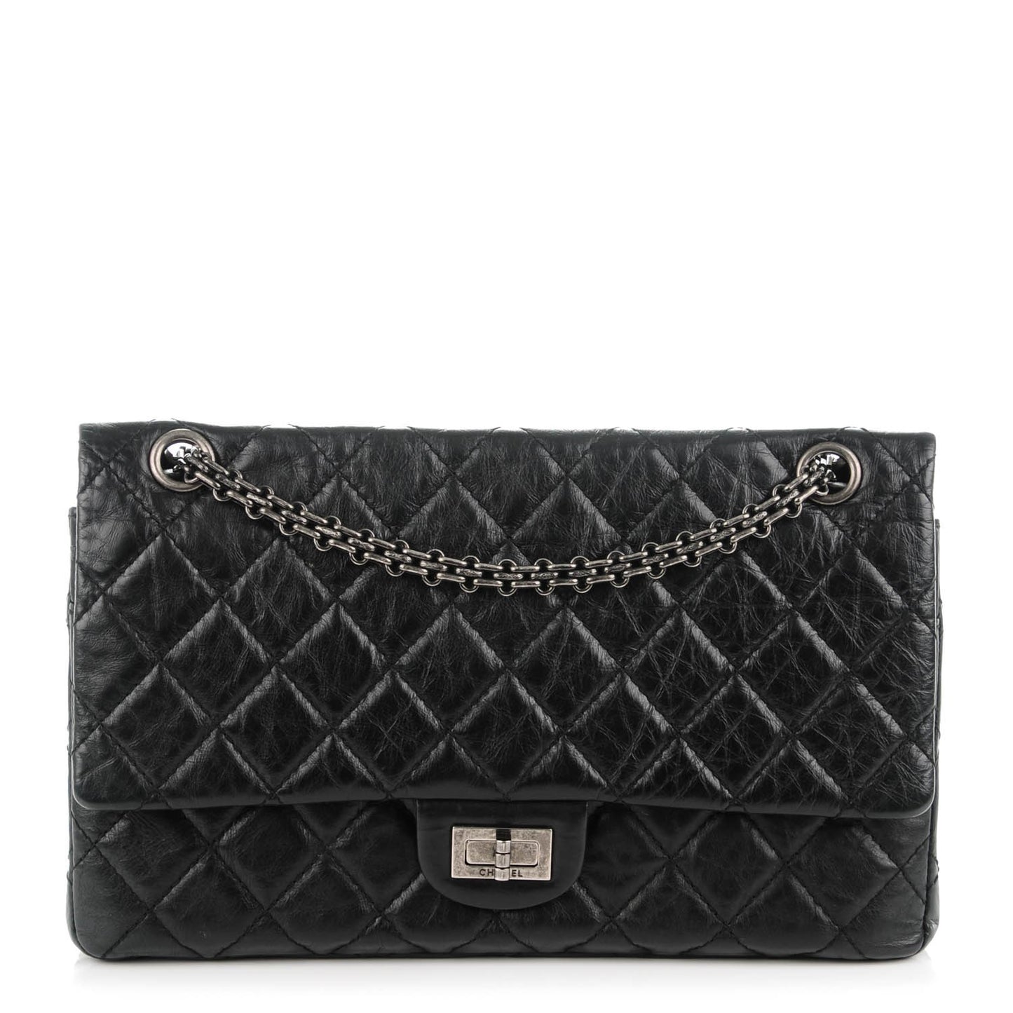 Aged Calfskin Quilted 2.55 Reissue 226 Flap Black