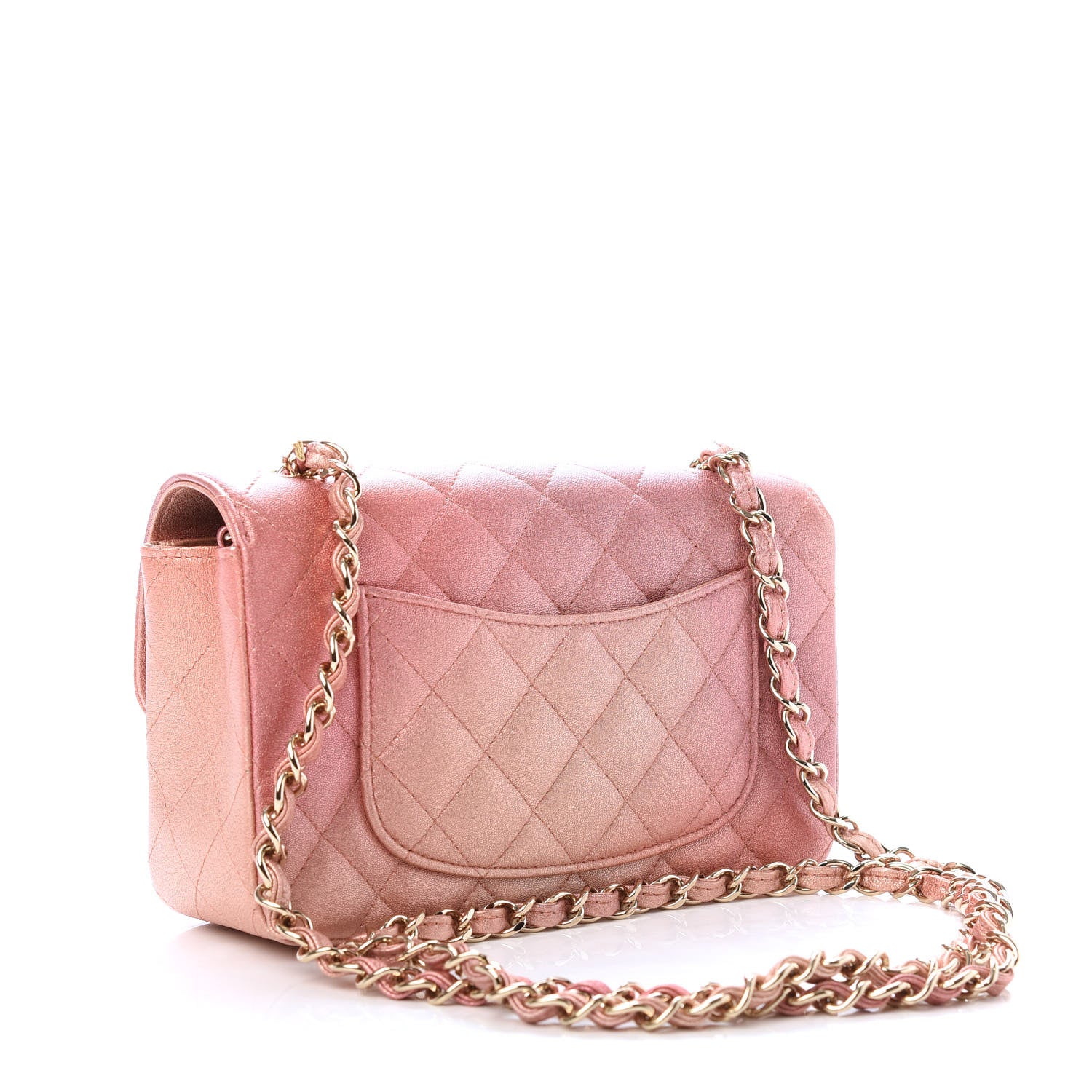 Chanel Metallic Lambskin Quilted Ombre Mini Rectangular Flap Pink 3 of 11