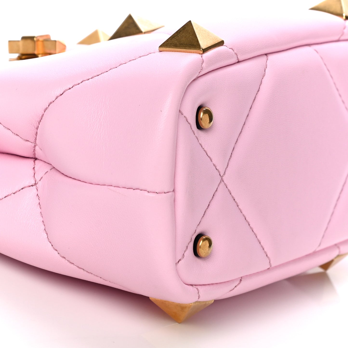 Nappa Mini Roman Stud The Handle Bag Pink Borealis