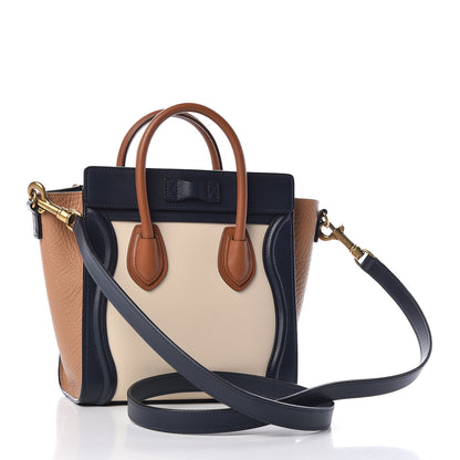 Celine Smooth Drummed Calfskin Nano Tri-Color Luggage Chalk 3 of 9