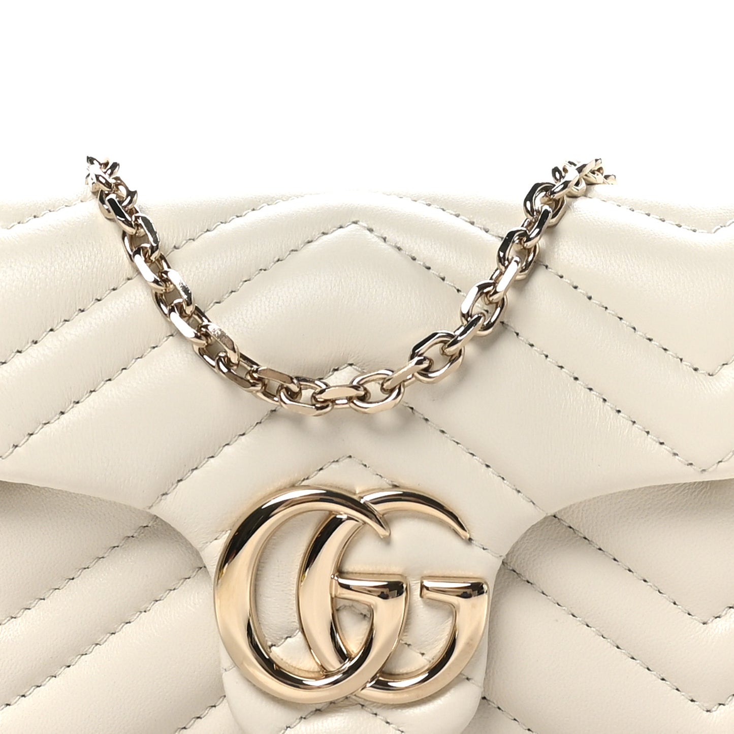 Lambskin Matelasse Mini GG Marmont Shoulder Bag White