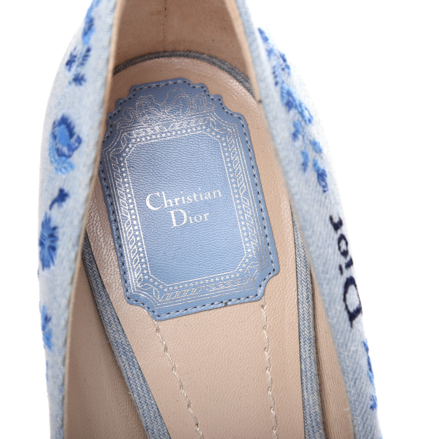 Christian Dior Denim Embroidered Pumps 39 Light Blue 714567