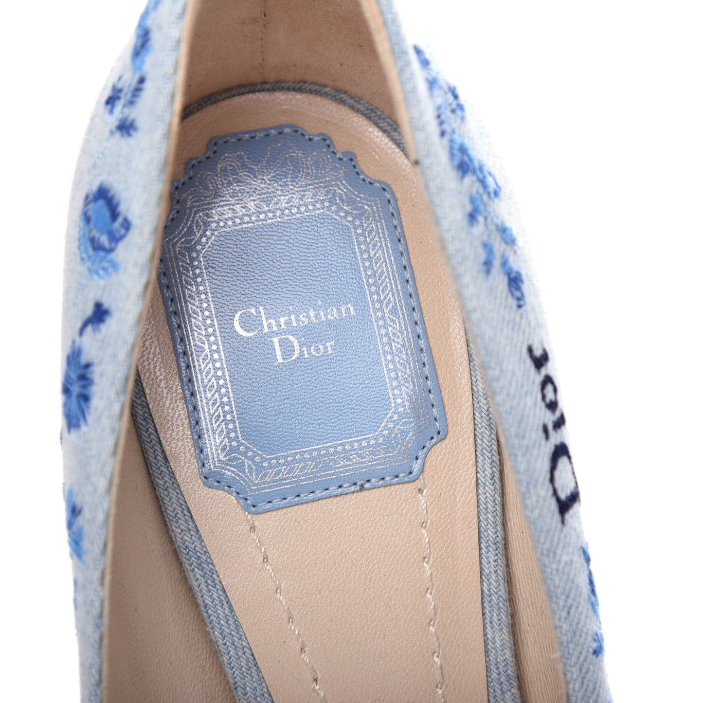 Denim Embroidered Pumps 39 Light Blue