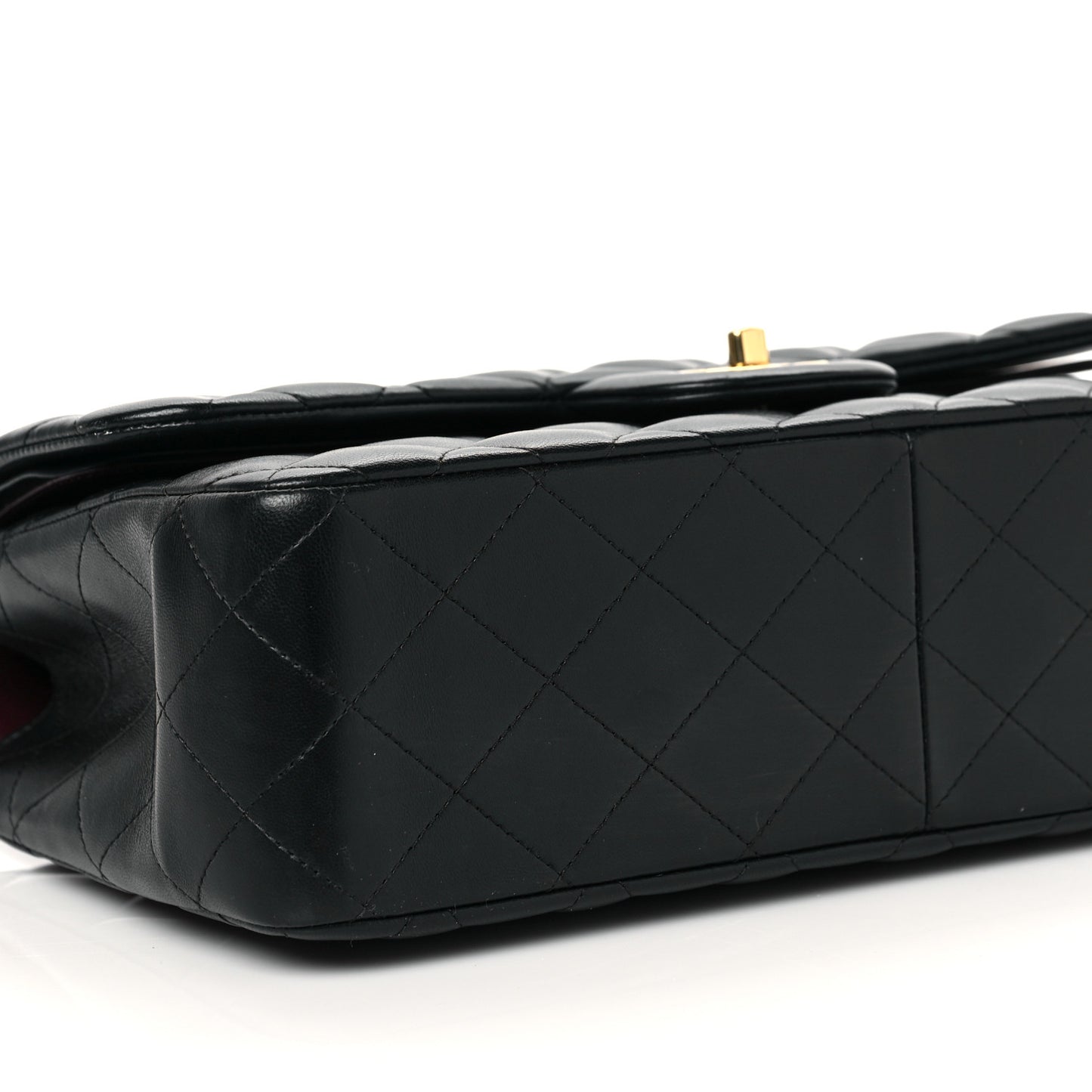 Lambskin Quilted Jumbo Double Flap Black