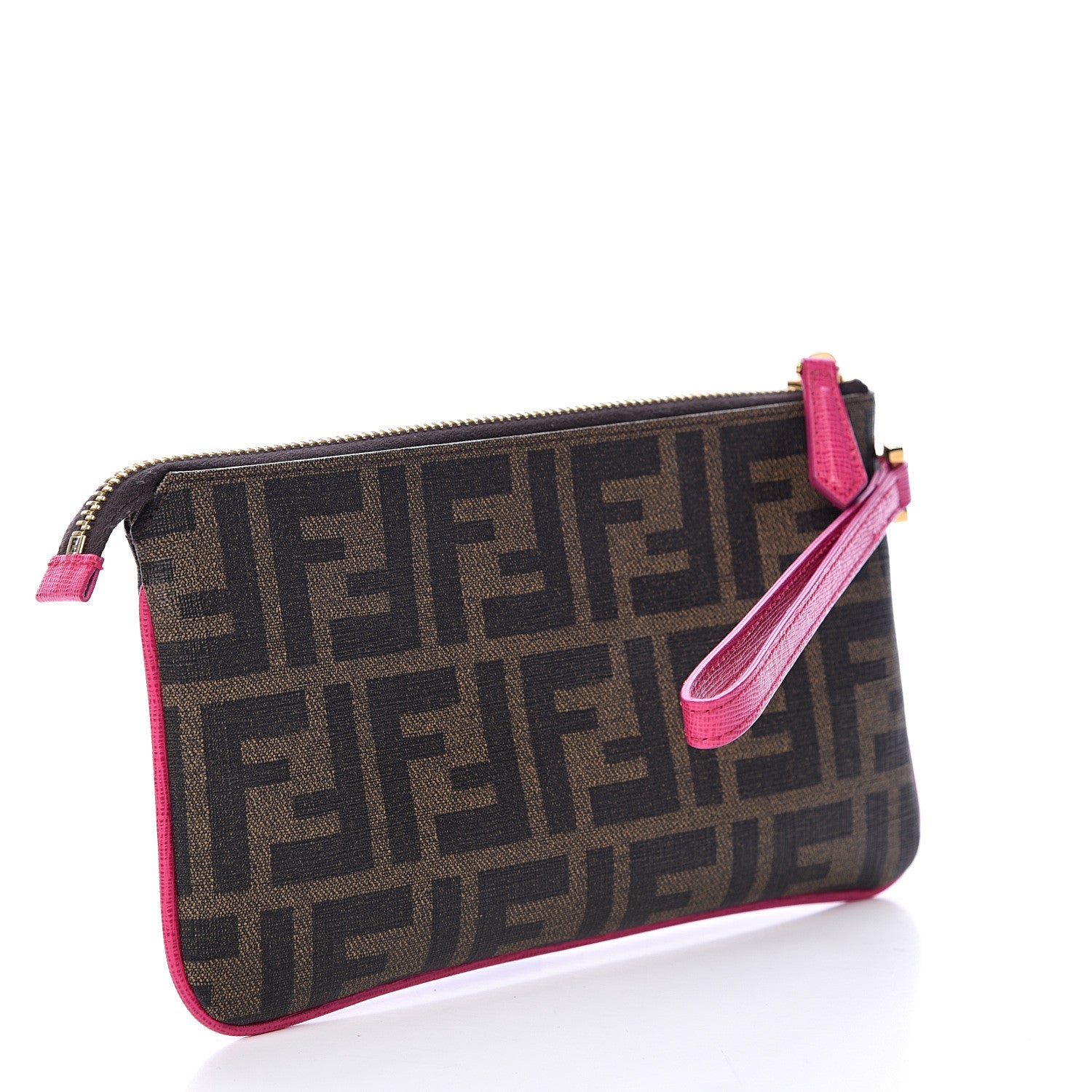 Fendi Zucca Spalmati Vitello Elite Pochette Tobacco Ciclamino 2 of 7