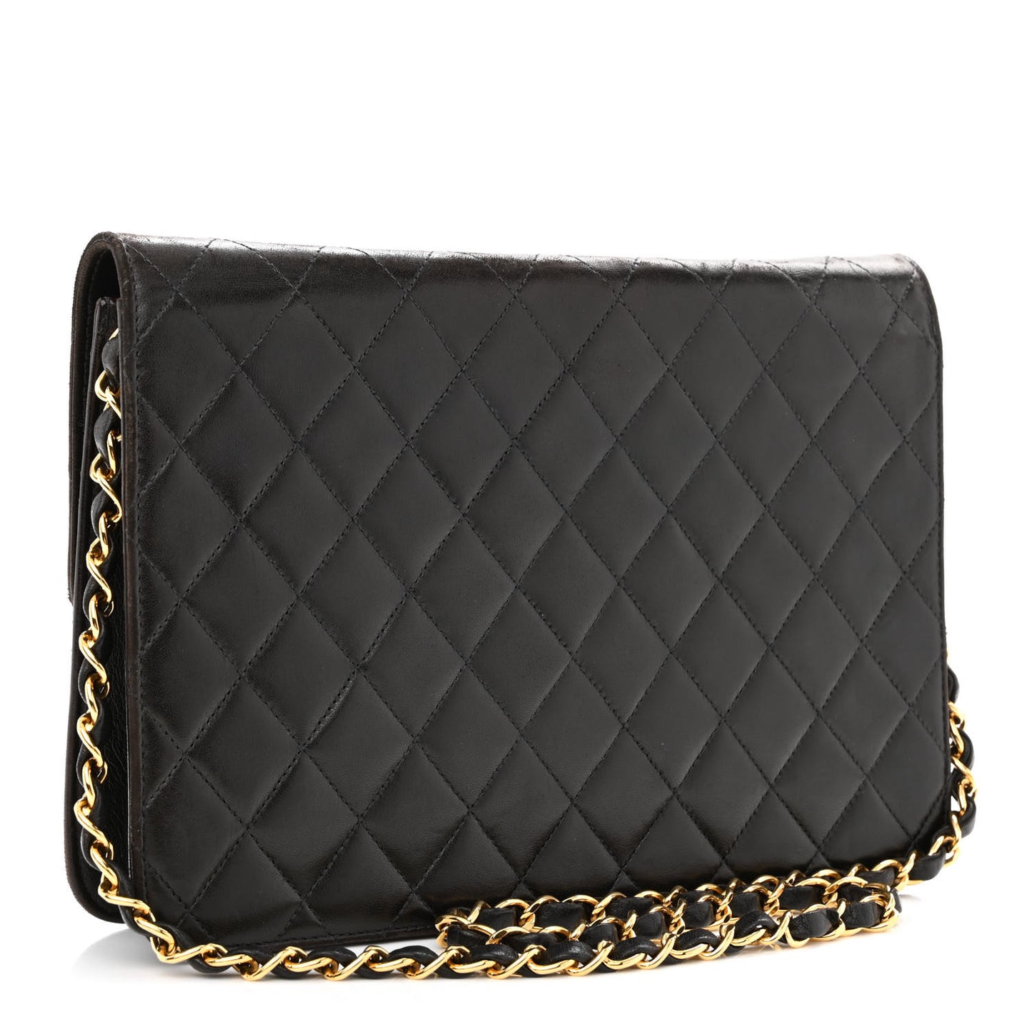 Lambskin Quilted Medium Single Flap Brown