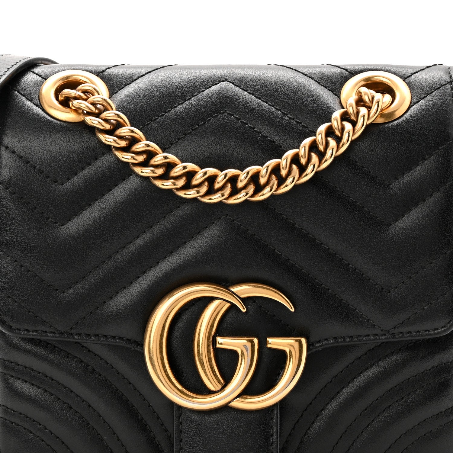 Gucci Calfskin Matelasse Mini GG Marmont Square Shoulder Bag Black 8 of 11