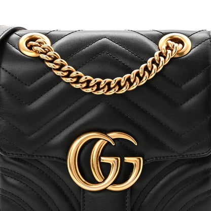 Gucci Calfskin Matelasse Mini GG Marmont Square Shoulder Bag Black 8 of 11