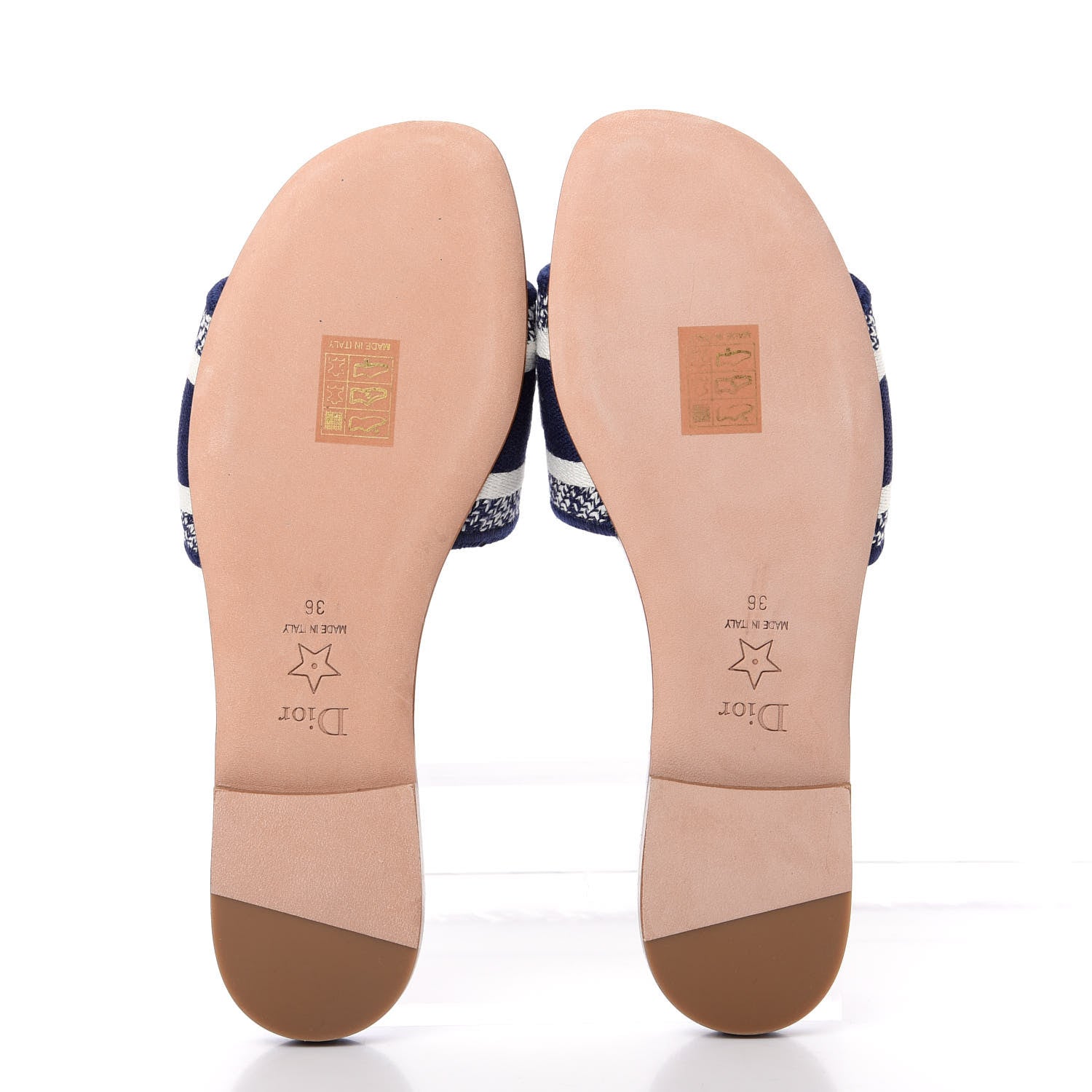 Christian Dior Canvas Around the World Embroidered Dway Flat Slide Sandals 36 True Blue 6 of 11