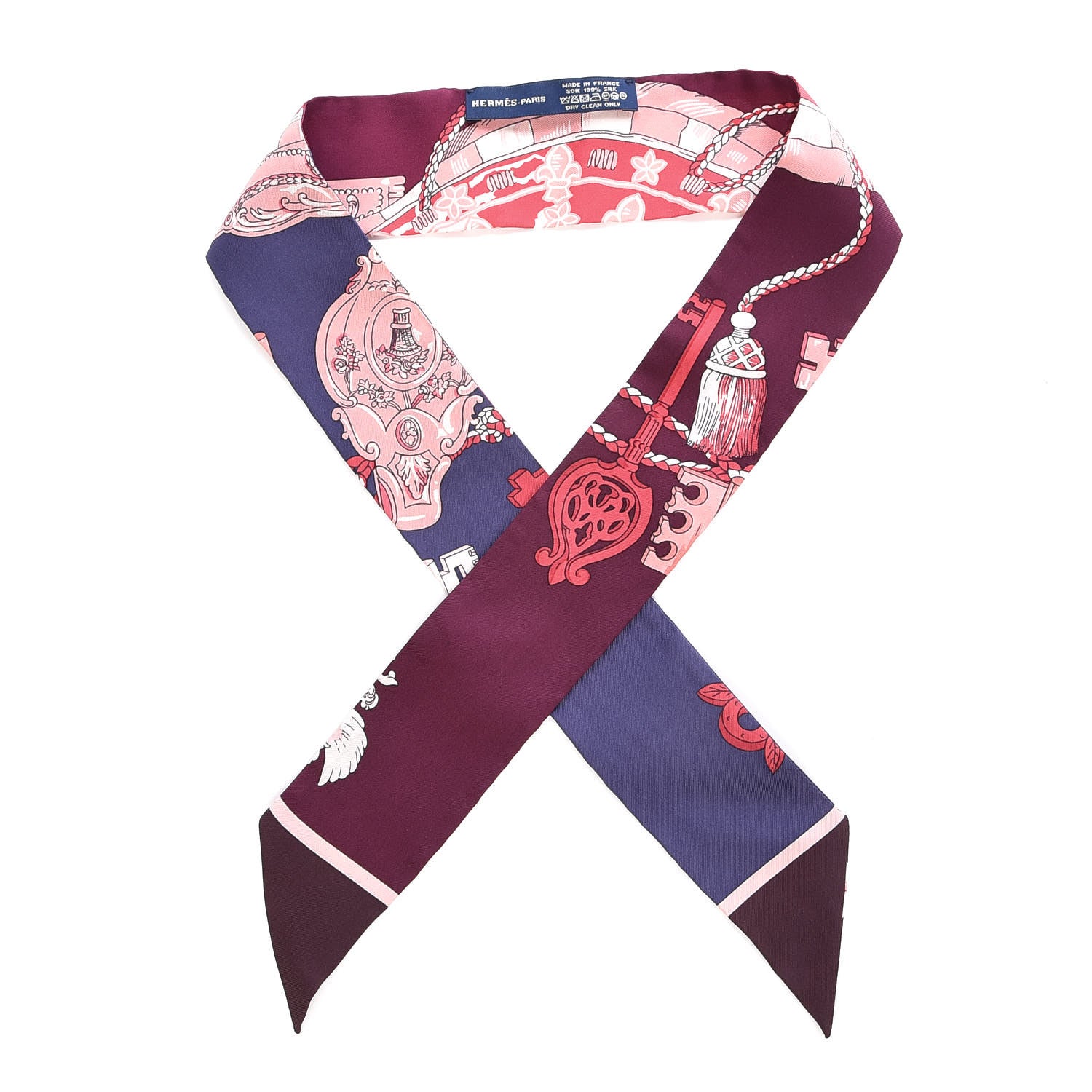 Hermes Silk Les Cles Twilly Bordeaux 1 of 4
