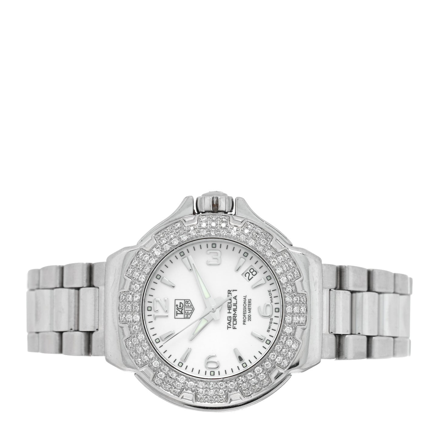 Stainless Steel Diamond Bezel 35mm Formula 1 Lady Quartz Watch White WAC1215-0