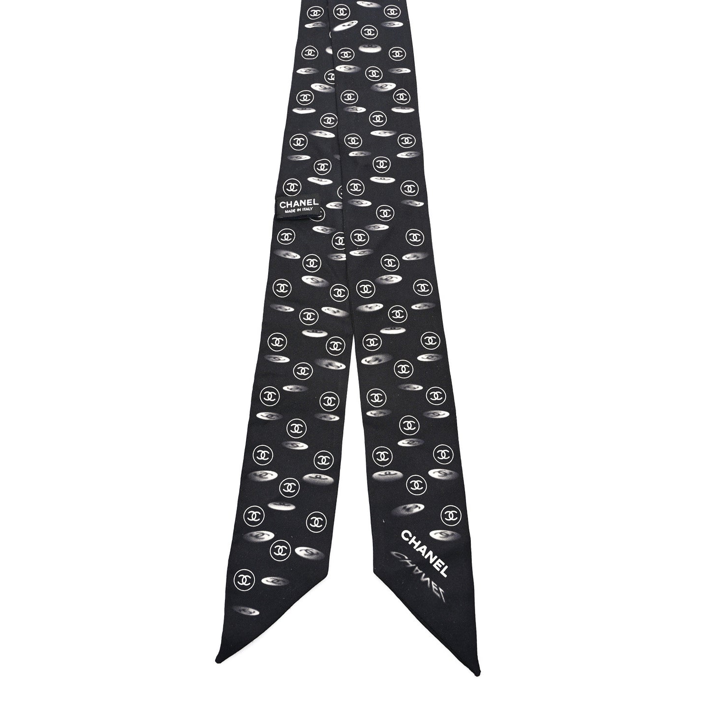 Silk CC Slim Bandeau Scarf Black