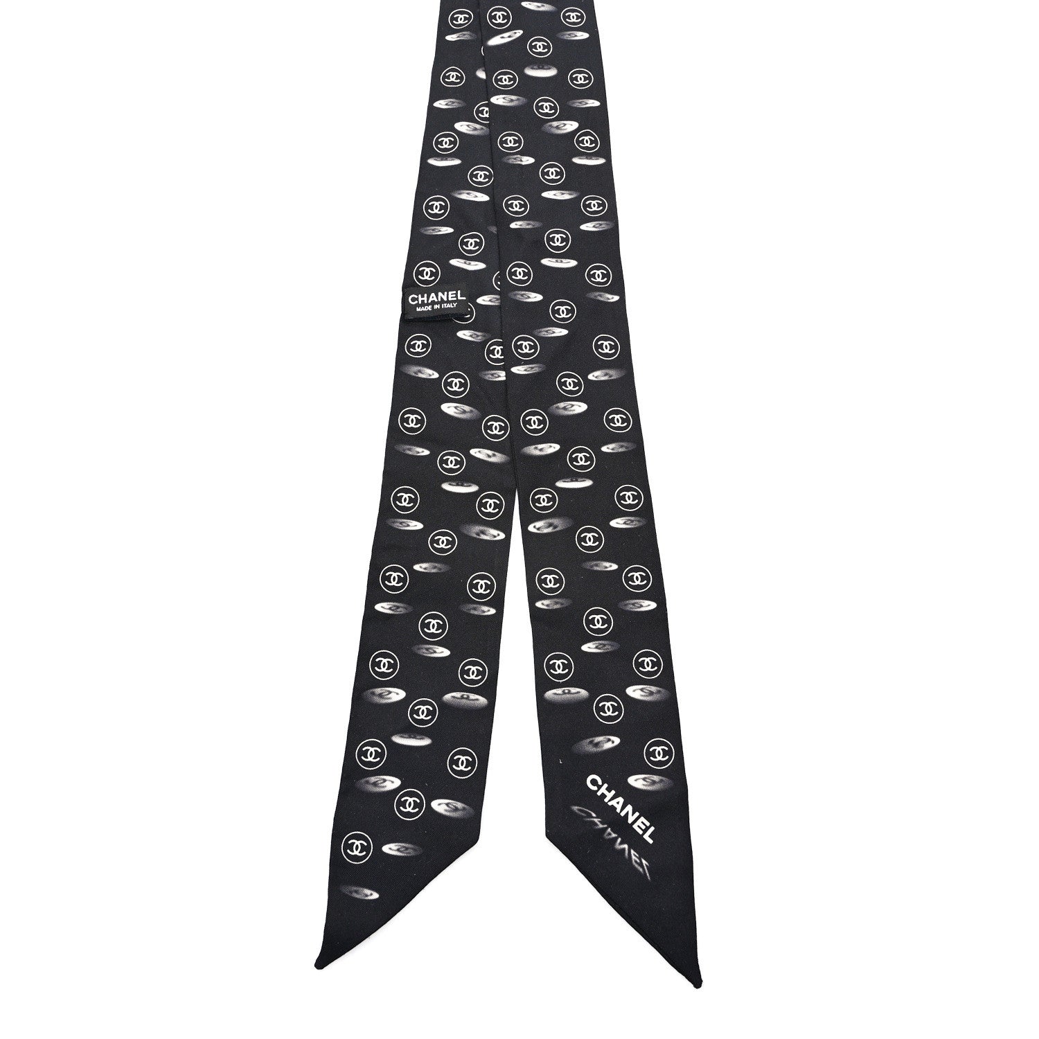 Chanel Silk CC Slim Bandeau Scarf Black 2 of 3