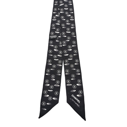 Chanel Silk CC Slim Bandeau Scarf Black 2 of 3