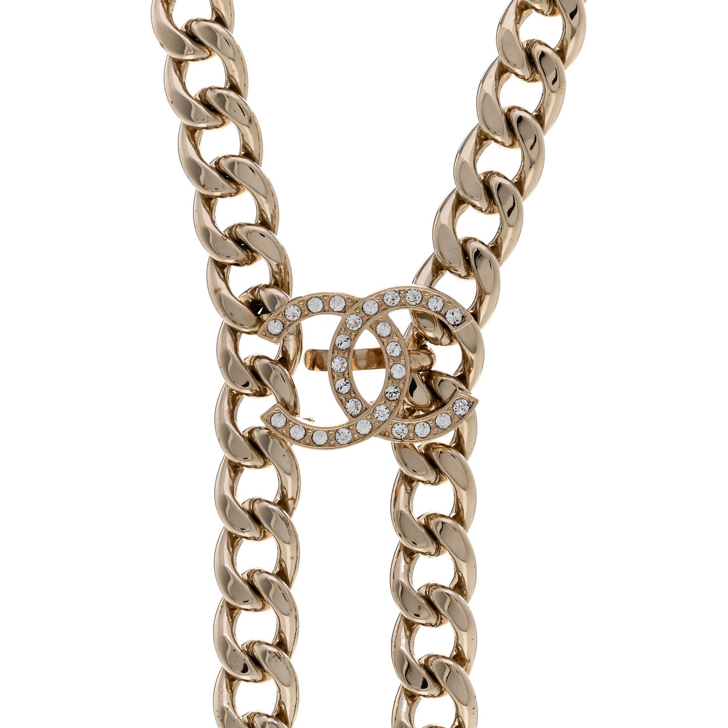 Metal Strass Pearl Lipstick Necklace Pink Gold
