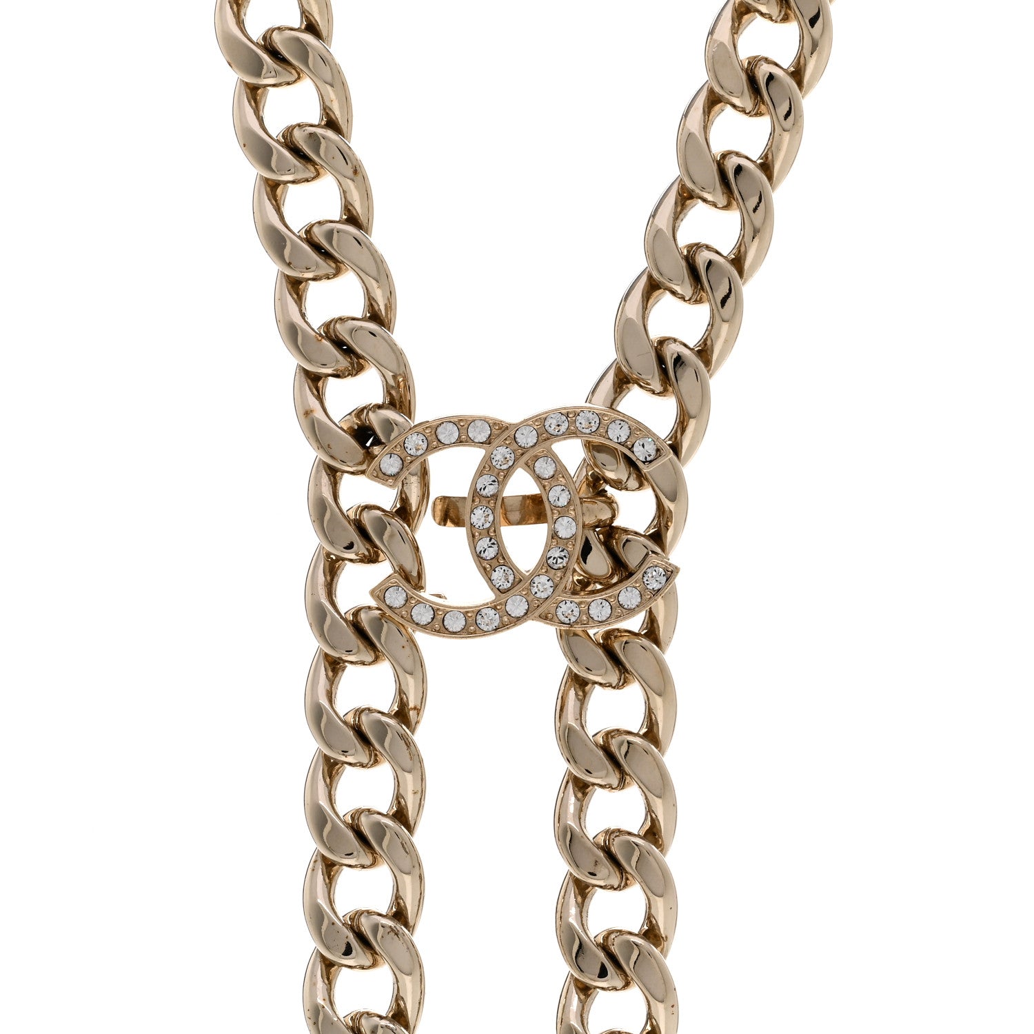 Chanel Metal Strass Pearl Lipstick Necklace Pink Gold 4 of 8