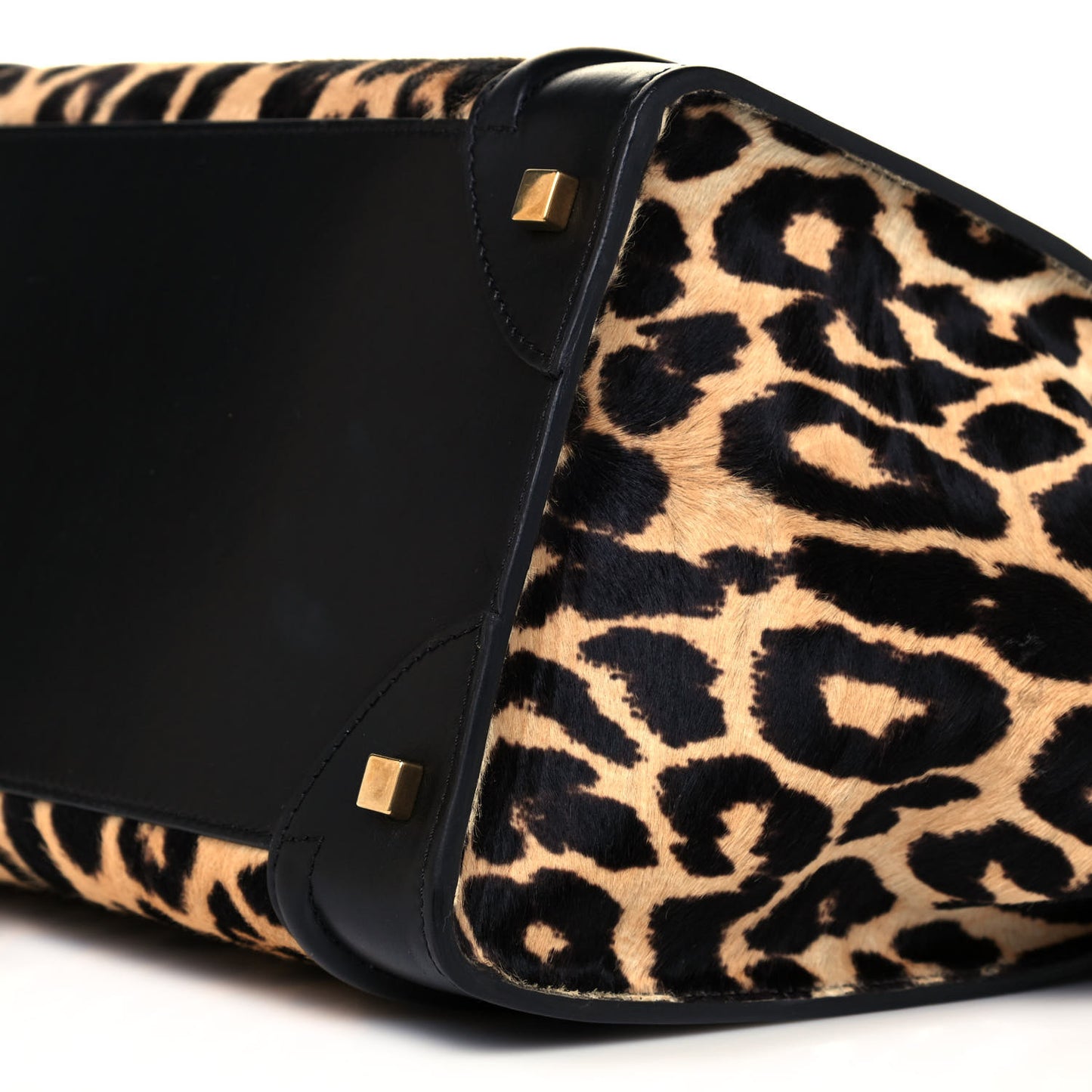 Leopard Pony Hair Mini Luggage Brown