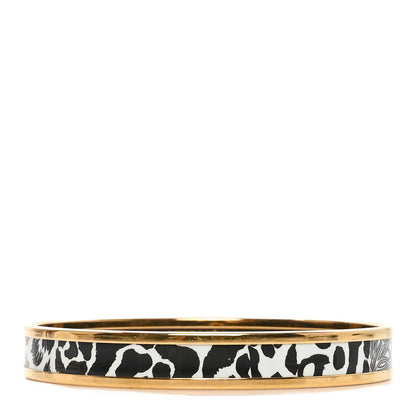 Hermes Enamel Printed Jaguar Quetzal Bracelet 65 Black White 1 of 5