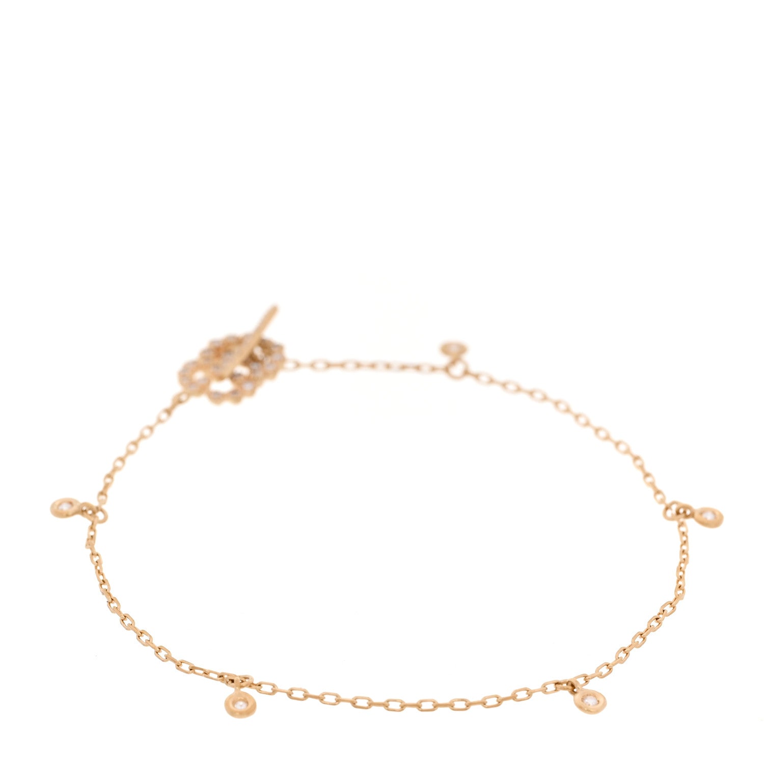 Gucci 18K Yellow Gold Diamond GG Running Toggle Bracelet 2 of 4