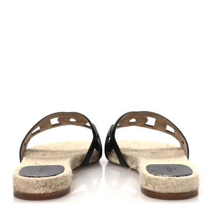 Hermes Nappa Famosa Espadrille Sandals 37 Black 6 of 11