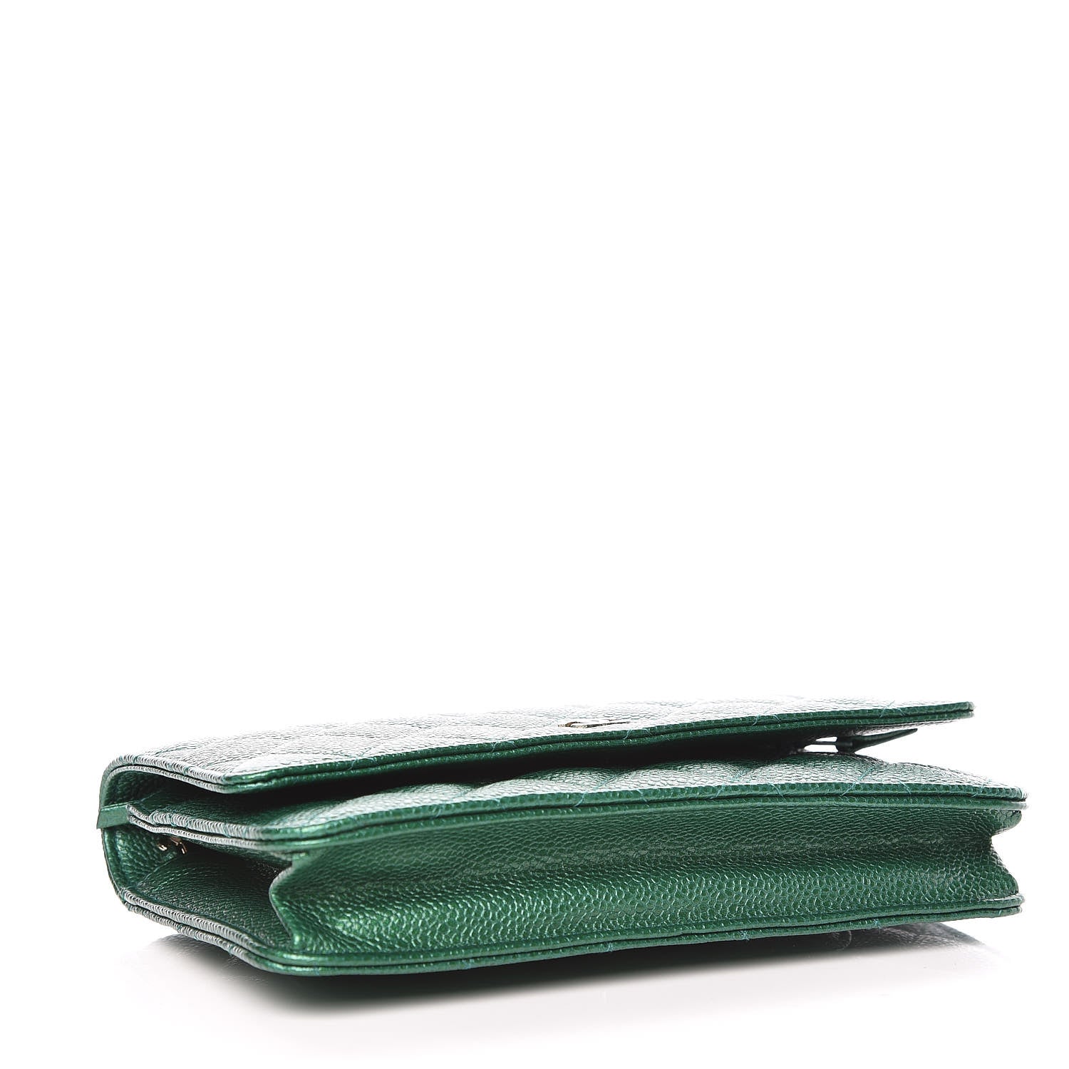 Chanel Metallic Caviar Quilted Wallet On Chain WOC Green 4 of 11