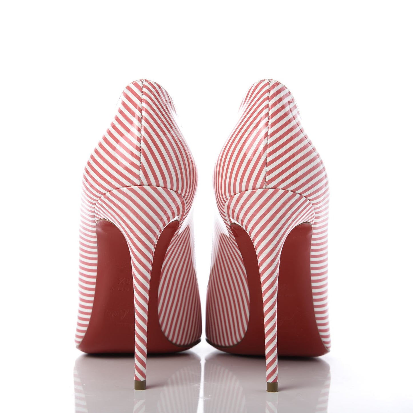 Patent Pigalle Follies Stripes 100 Pumps 38.5 Smoothie White