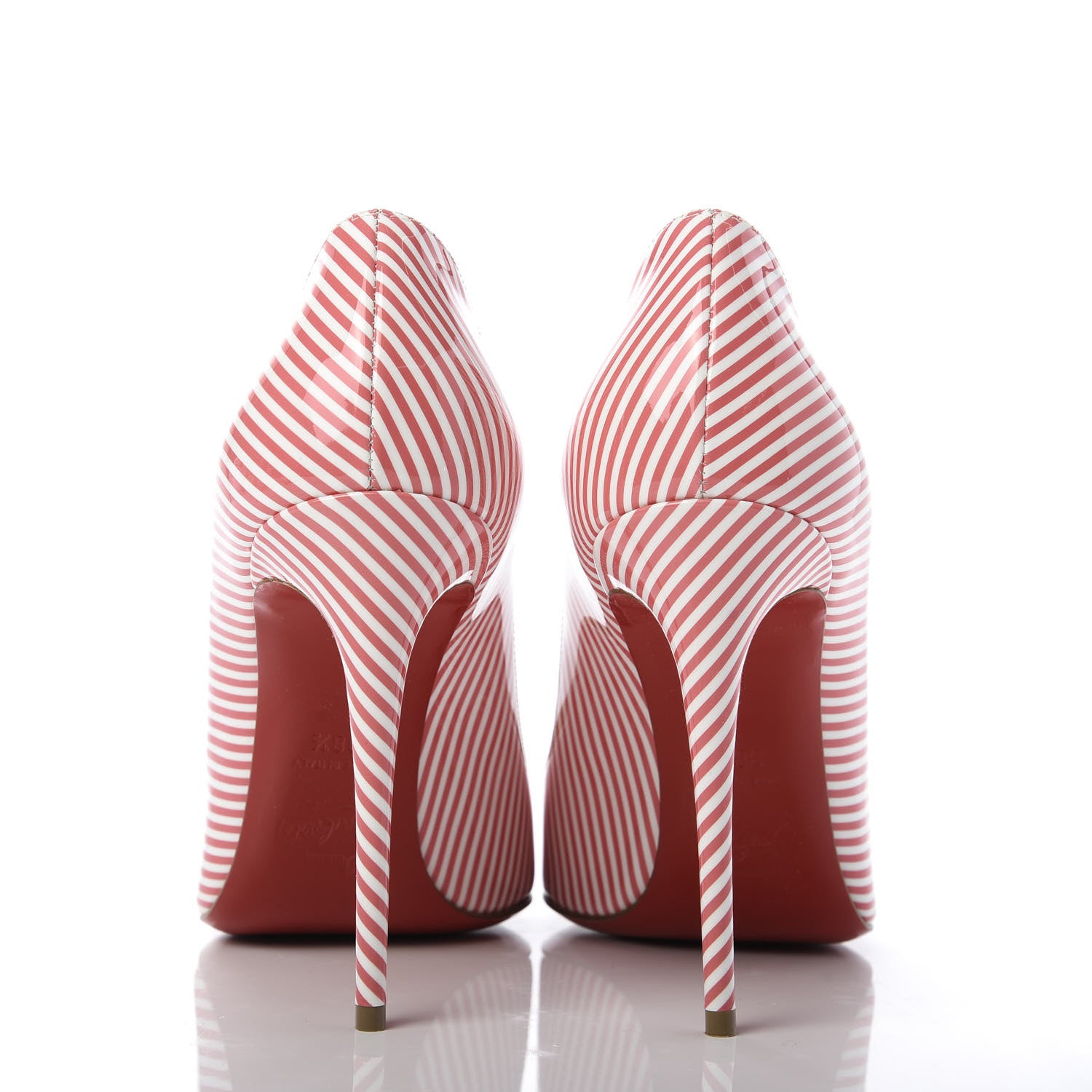 Christian Louboutin Patent Pigalle Follies Stripes 100 Pumps 38.5 Smoothie White 6 of 9