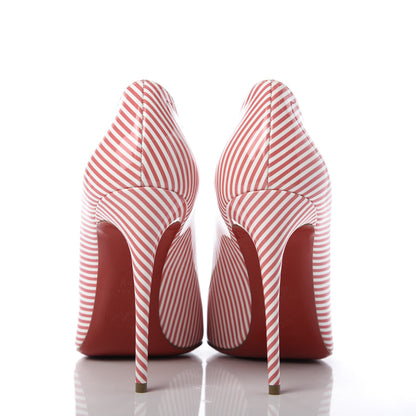 Christian Louboutin Patent Pigalle Follies Stripes 100 Pumps 38.5 Smoothie White 6 of 9