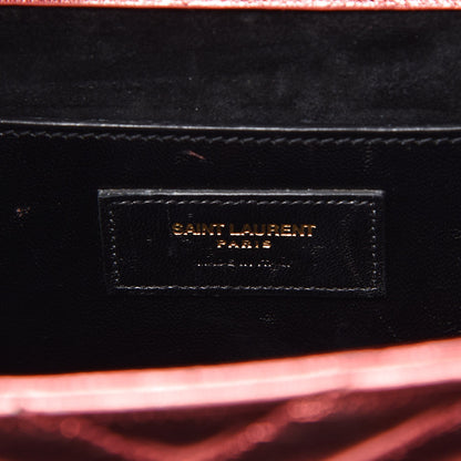Saint Laurent Metallic Matelasse Chevron Small Monogram Chain Shoulder Bag Rose 6 of 11