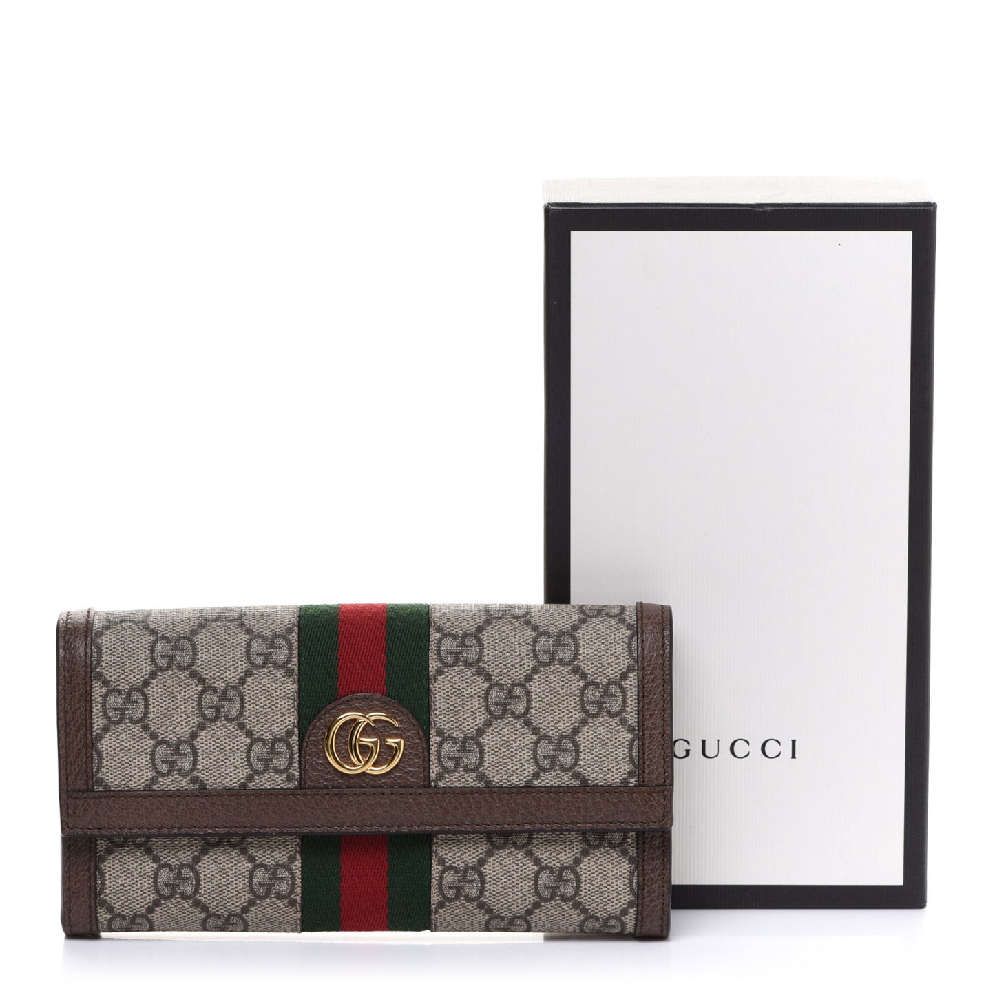 GG Supreme Monogram Web Ophidia Continental Wallet Brown