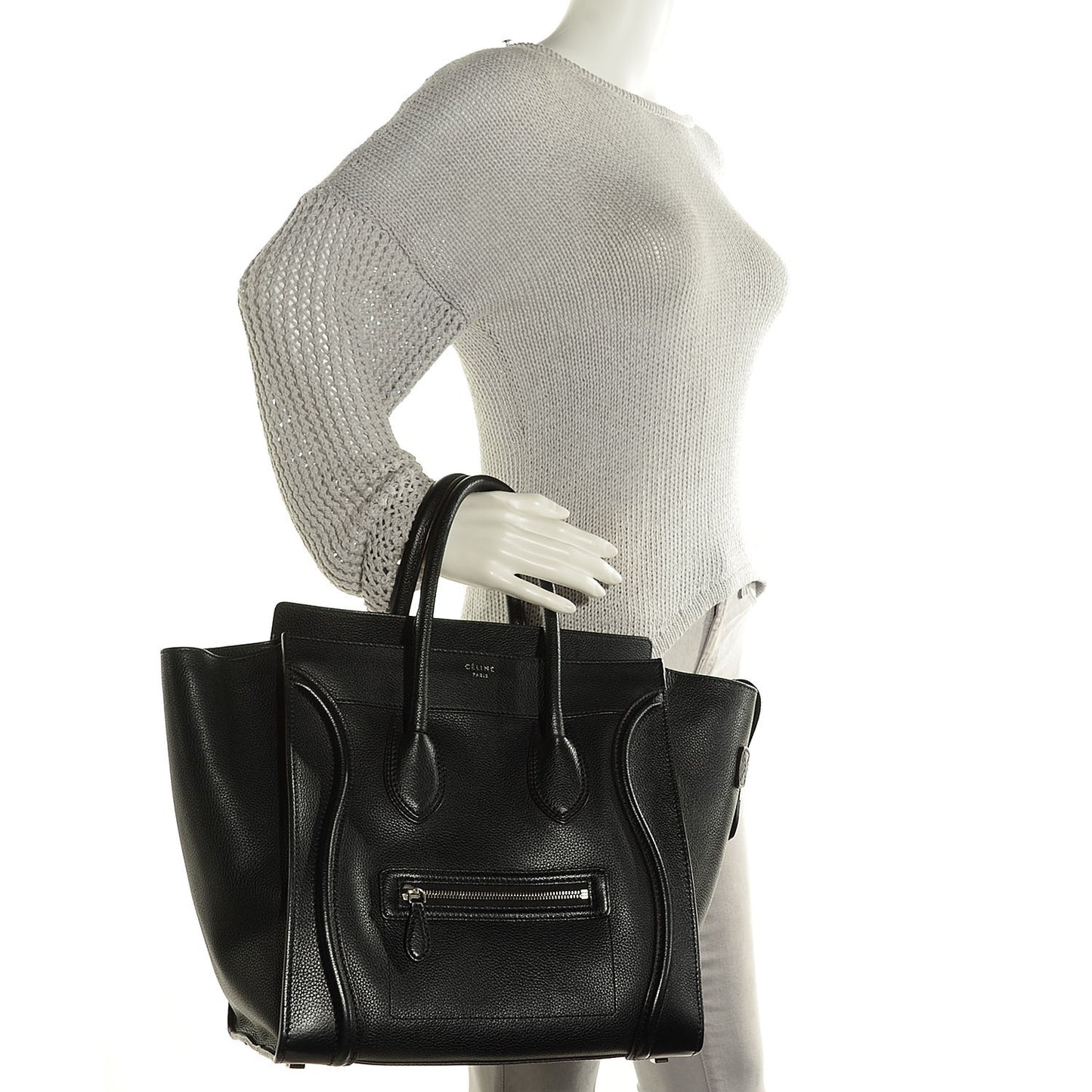 Drummed Calfskin Mini Luggage Black