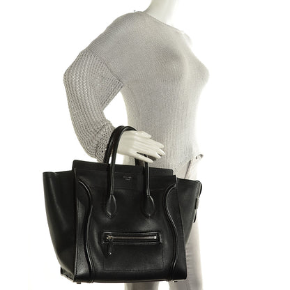 Celine Drummed Calfskin Mini Luggage Black 2 of 9