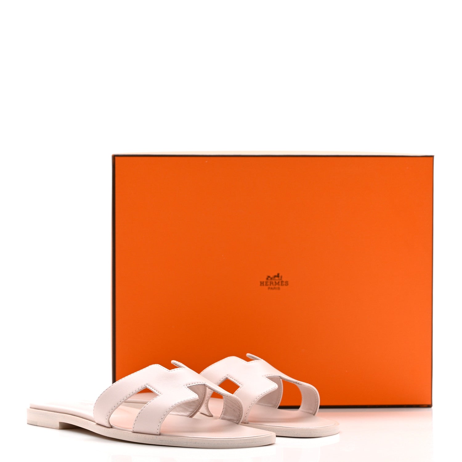 Hermes Box Calfskin Oran Sandals 36.5 Rose Pale 7 of 7