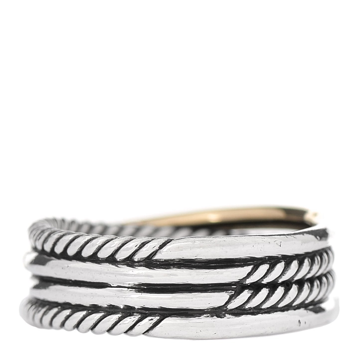 Sterling Silver 18K Yellow Gold 7mm Narrow Crossover Ring 56 7.75