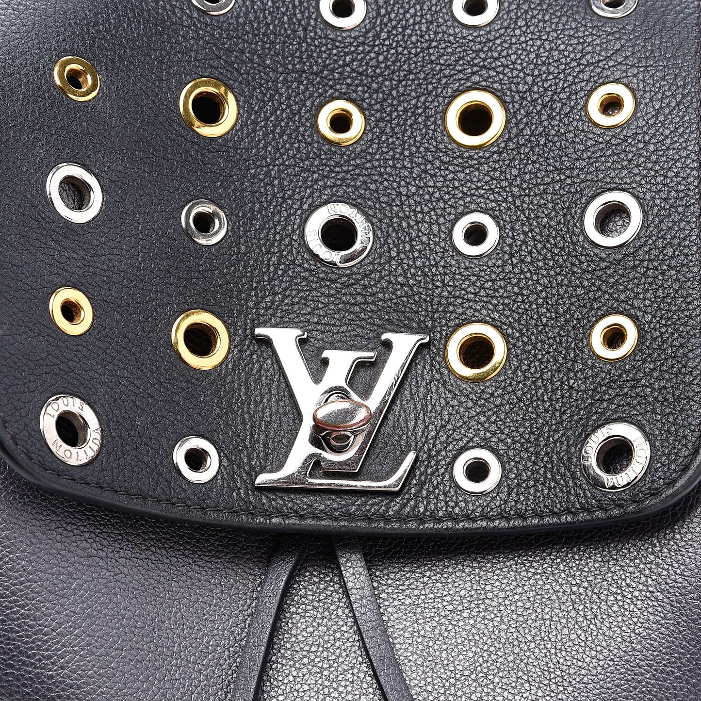 Calfskin Eyelet Lockme Backpack Black