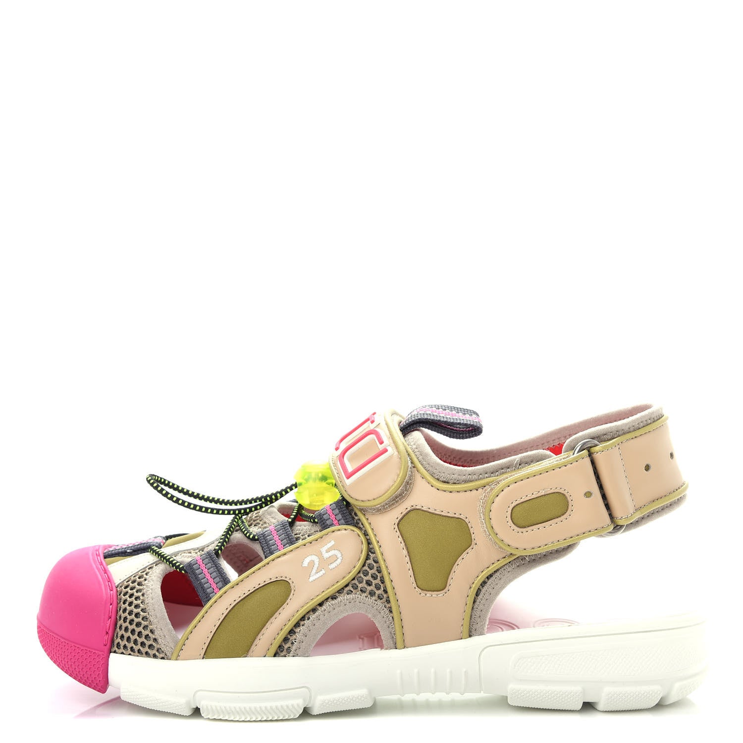 Gucci Mesh Fabric Tinsel Sport Sandals 38.5 Loess Sand Box Pink 1 of 12