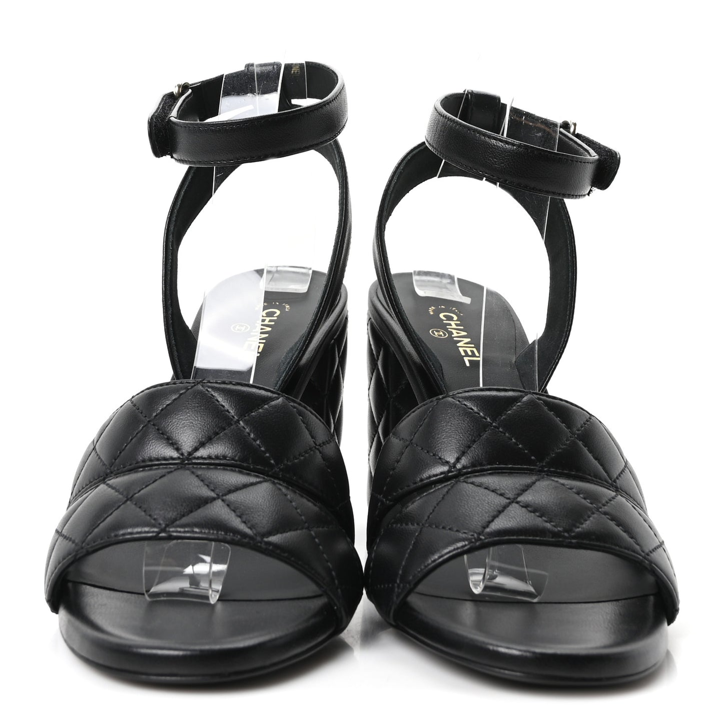 Lambskin Quilted Sandals 40 Black