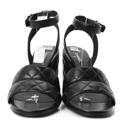 Chanel Lambskin Quilted Sandals 40 Black 3 of 10