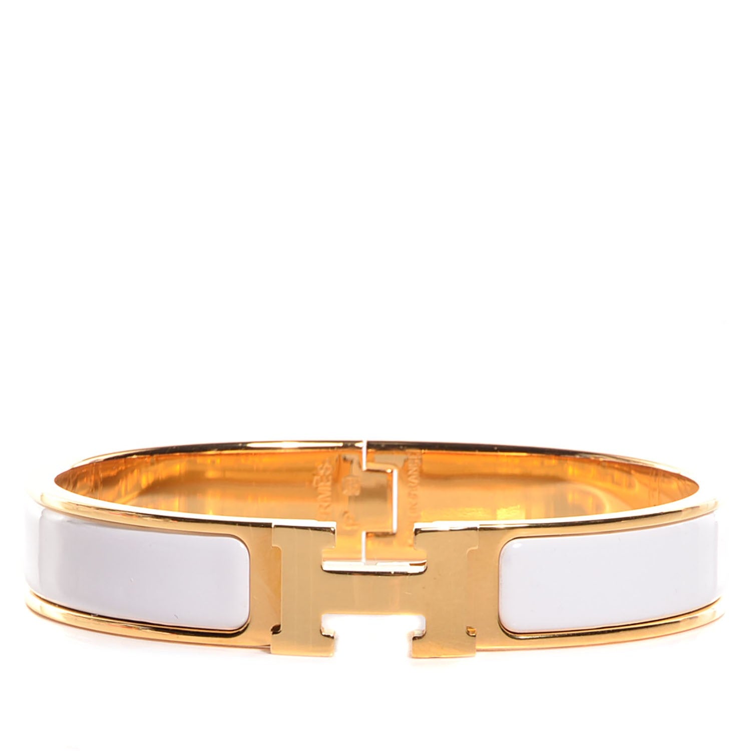 Hermes Enamel Narrow Clic H Bracelet PM White 1 of 14