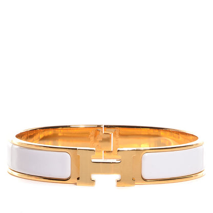 Hermes Enamel Narrow Clic H Bracelet PM White 1 of 14