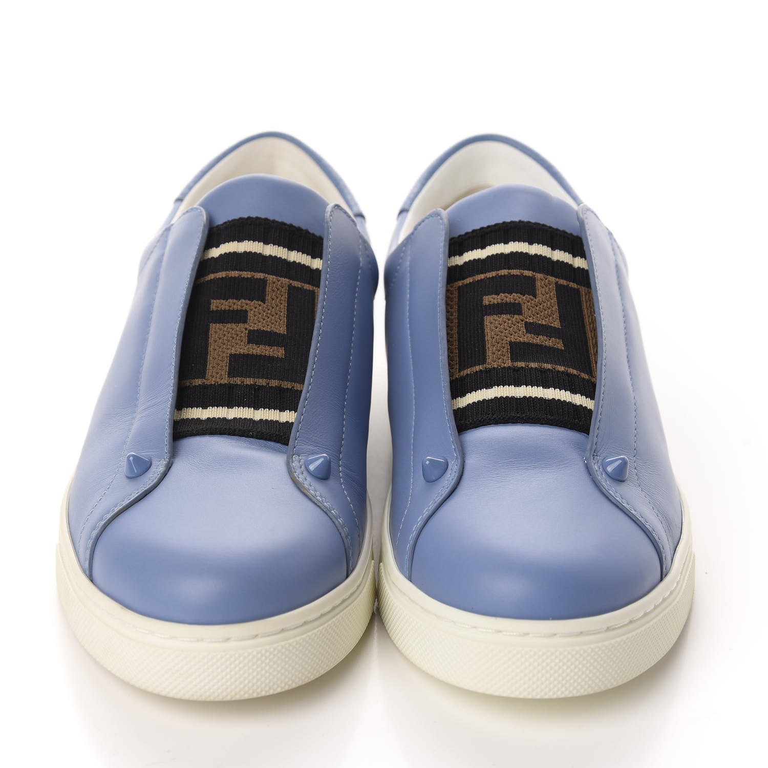 Fendi Vitello FF Rockoclick Slip On Sneakers 38 Blue 2 of 11