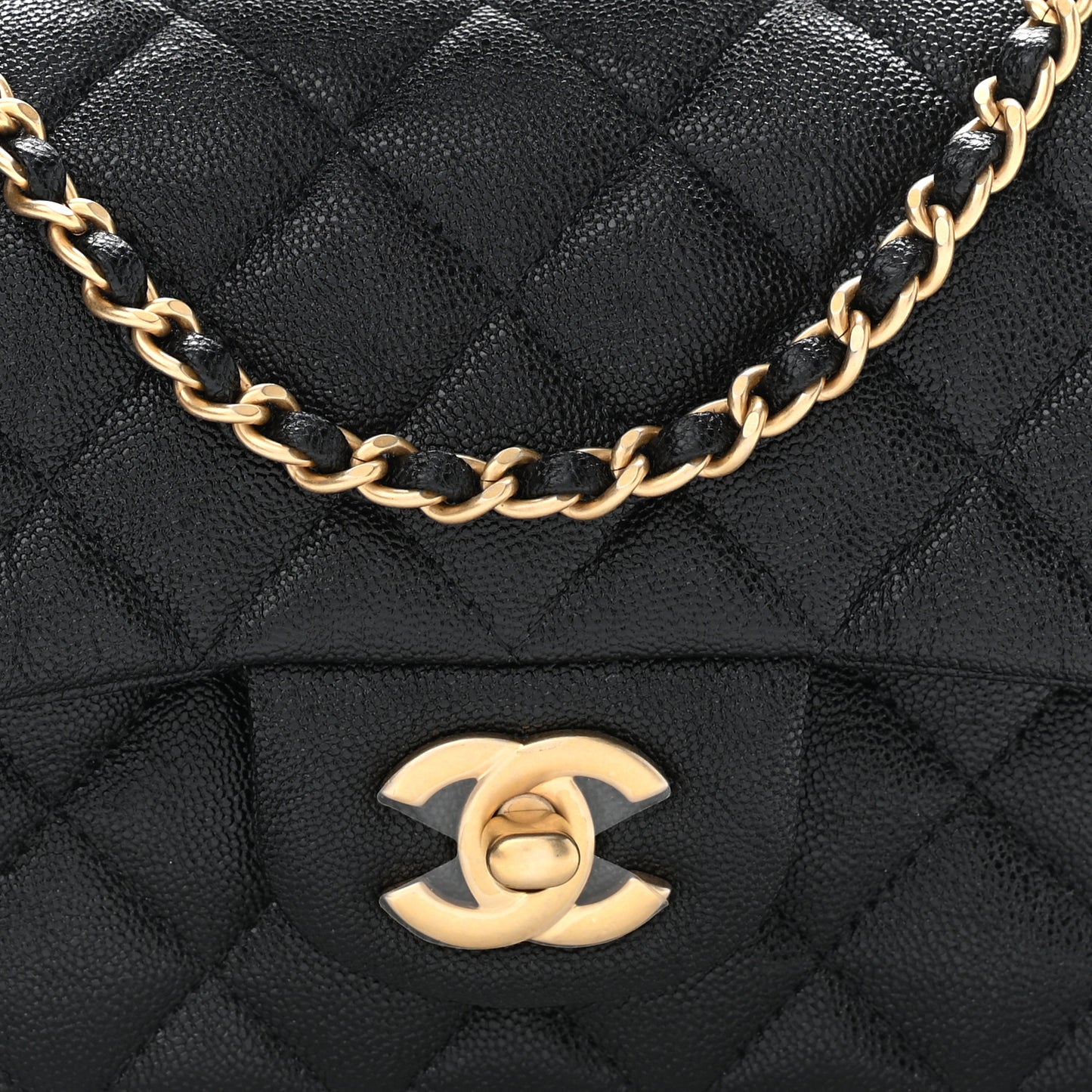 Caviar Quilted Mini Top Handle Rectangular Flap Black