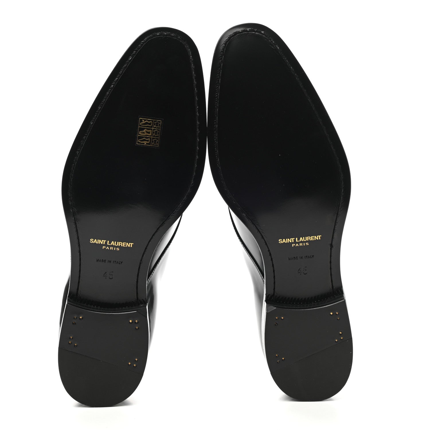 Saint Laurent Patent Calfskin Mens Smoking 25 Derby Lace Up Shoes 45 Black 5 of 10