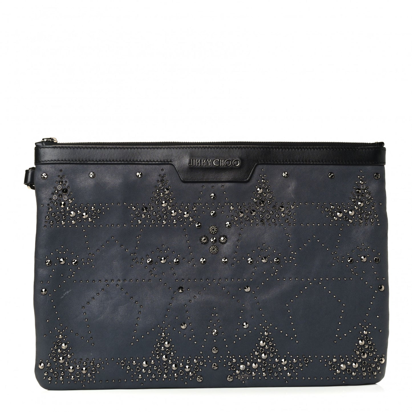 Lambskin Studded Star Pouch Navy