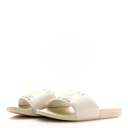 Gucci X BNF Nappa Pantoufle Bananya Womens Pool Slide Sandals 40 Mystic White 4 of 10