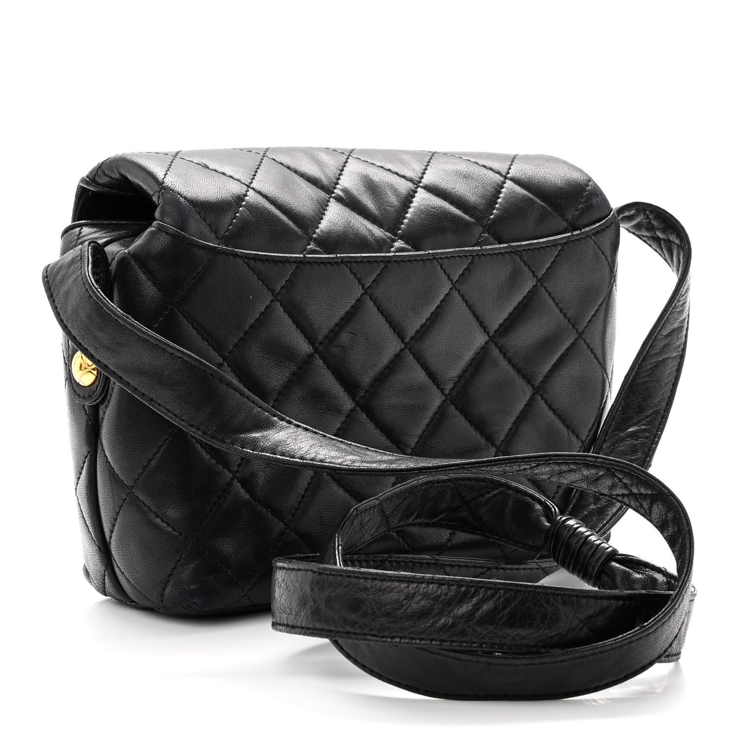 Lambskin Quilted CC Flap Shoulder Bag Black