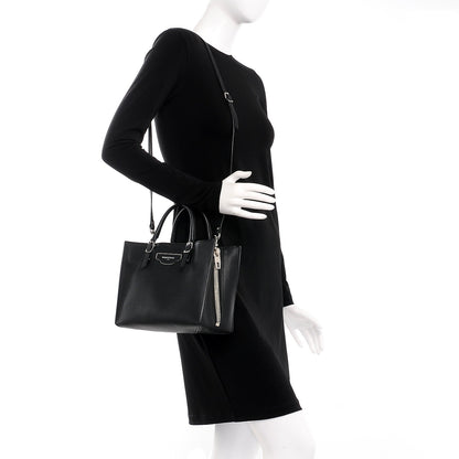 Balenciaga Grained Calfskin Plate Hardware Papier A6 Zip Around Tote Black 2 of 7