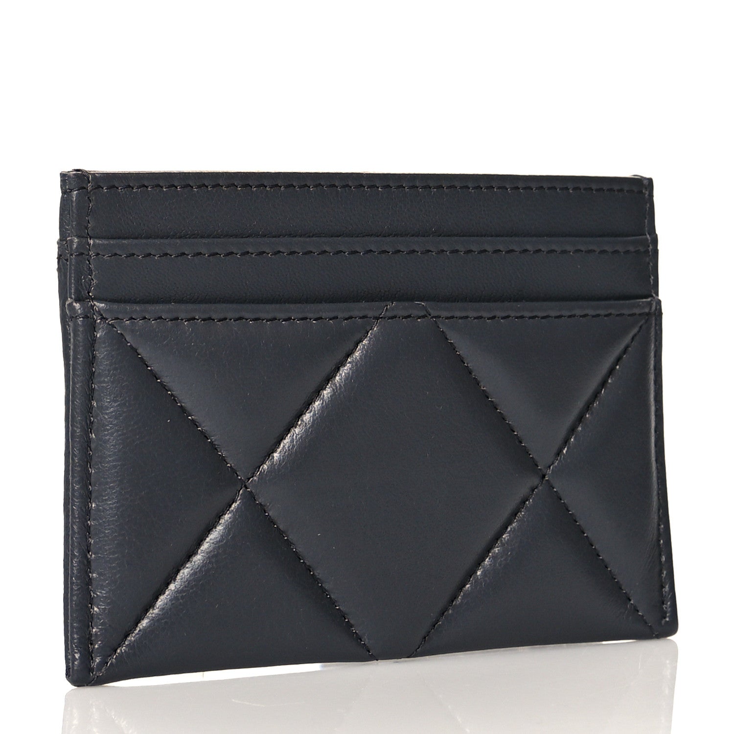 Chanel Lambskin Quilted Chanel 19 Card Holder Dark Grey 3 of 9