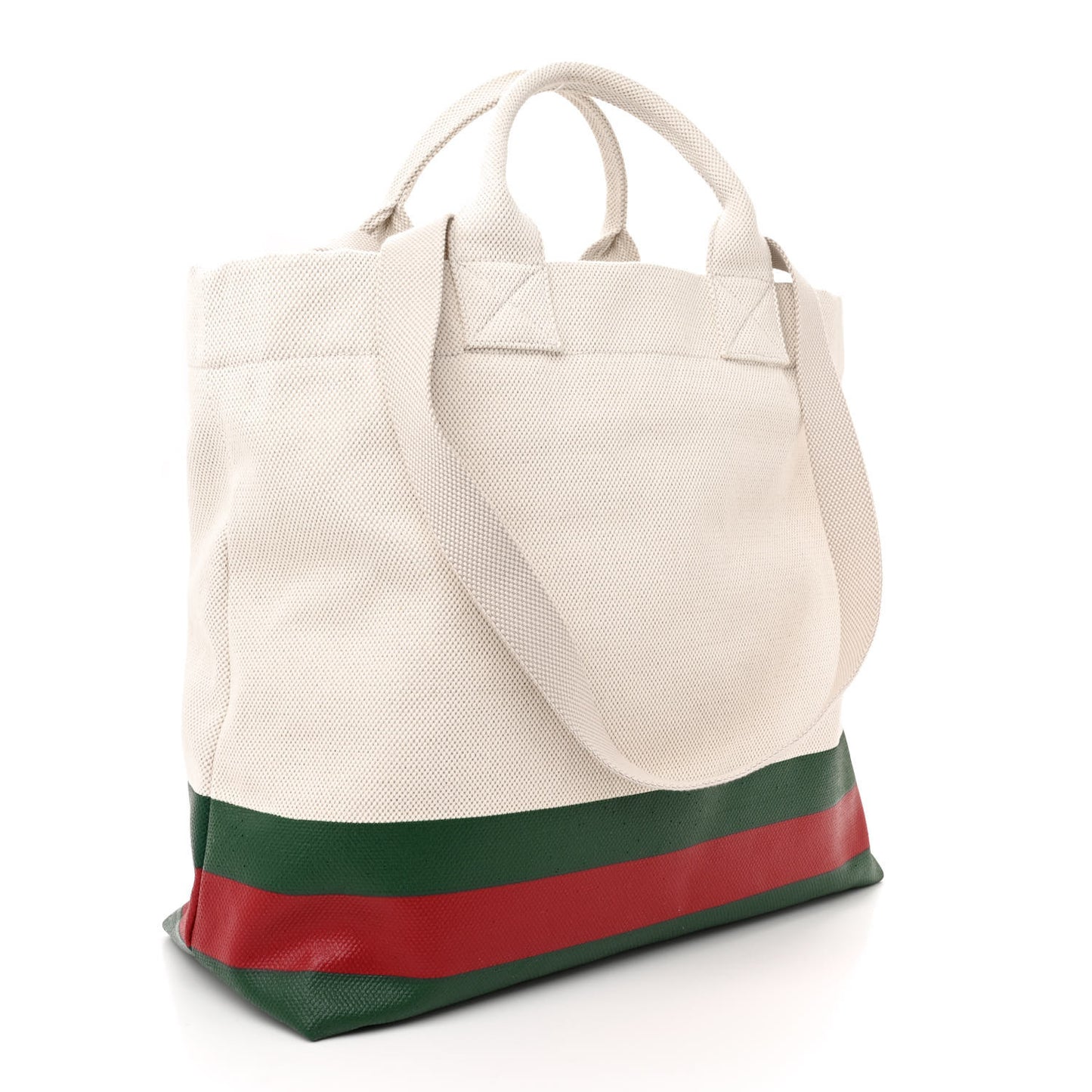 Canvas Logo Embossed Ophidia Tote Beige
